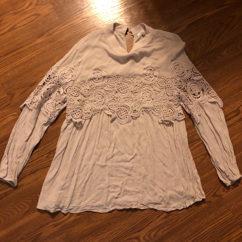 Mock neck flirty blouse
